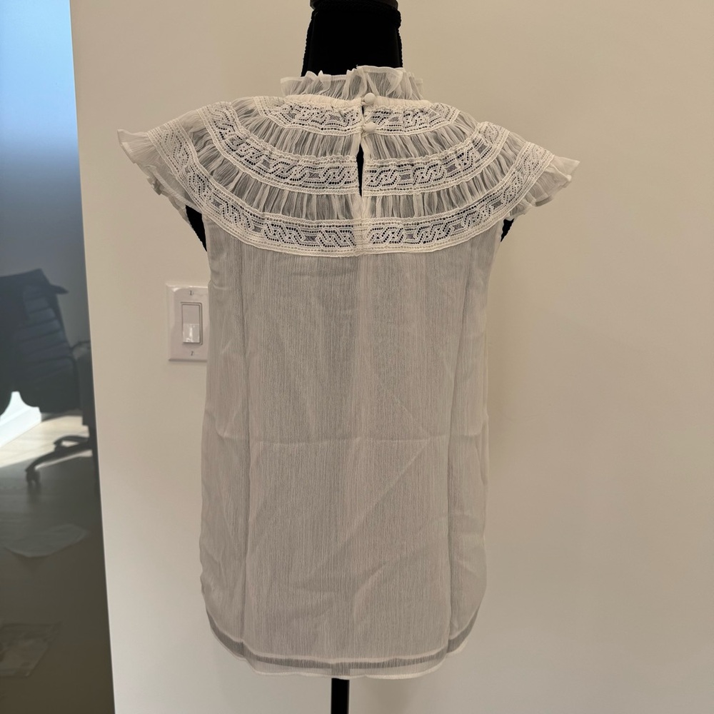 Ann Taylor Elegant White Ruffled Top - Picture 3 of 5